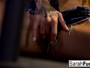 Sara Jessie masturbates in a jail cage
